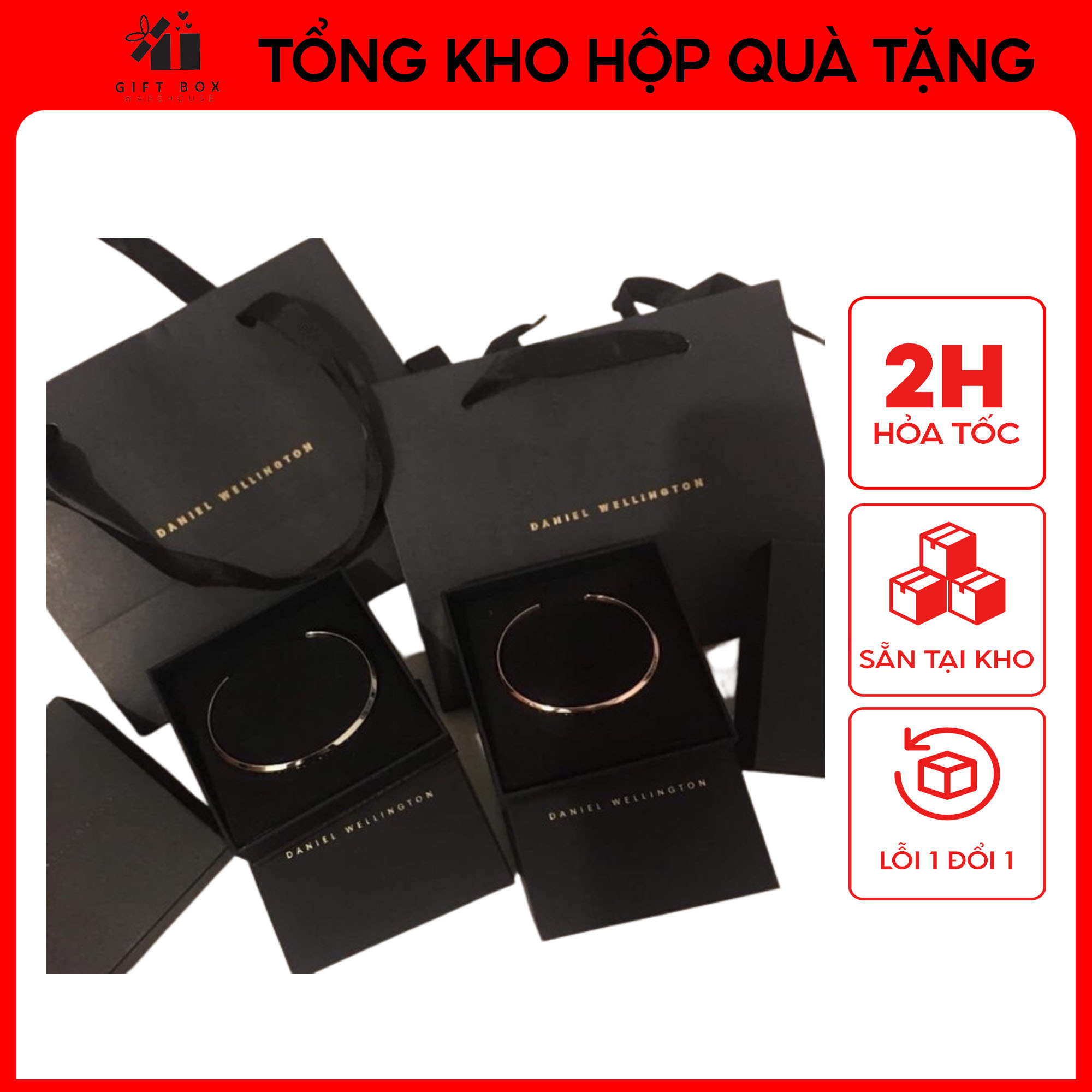 Vòng tay nam nữ DW Cuff khắc tên, lắc tay đôi quà tặng Daniel Wellington fullbox thời trang unisex thép không gỉ Titan