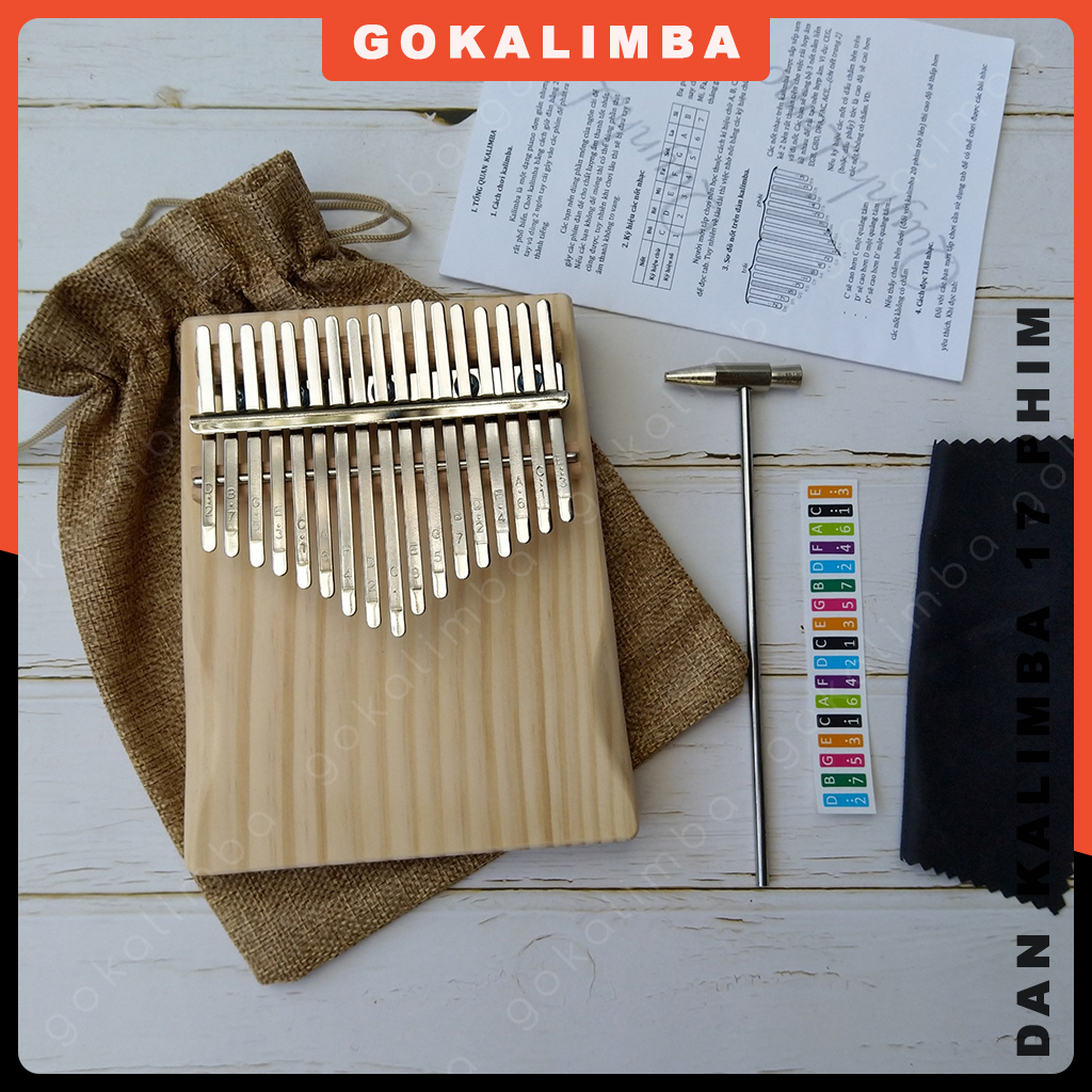 Đàn Kalimba 17 phím gỗ nguyên khối giá tốt - kèm phụ kiện âm vang hay không tịt nốt