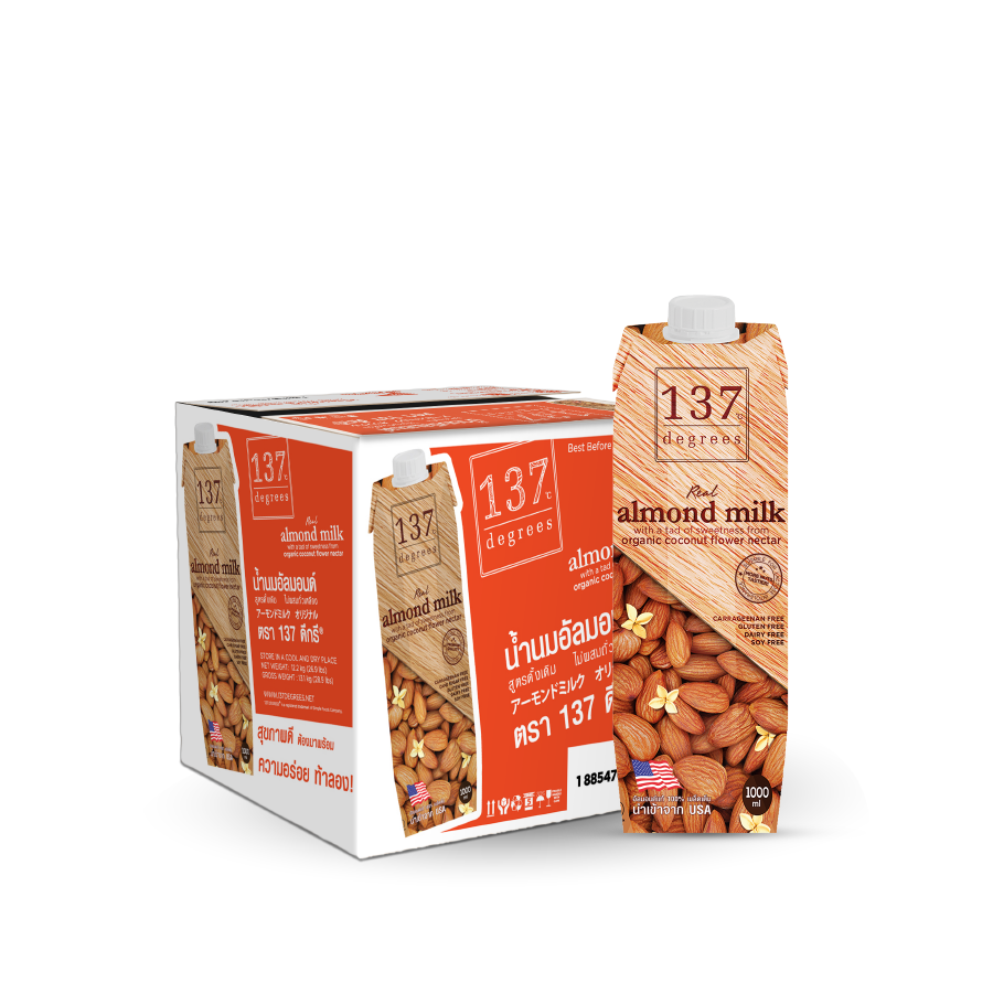 Thùng Sữa Hạt 137 Degrees Hạnh Nhân Nguyên Chất 1 Lít x 12 Hộp