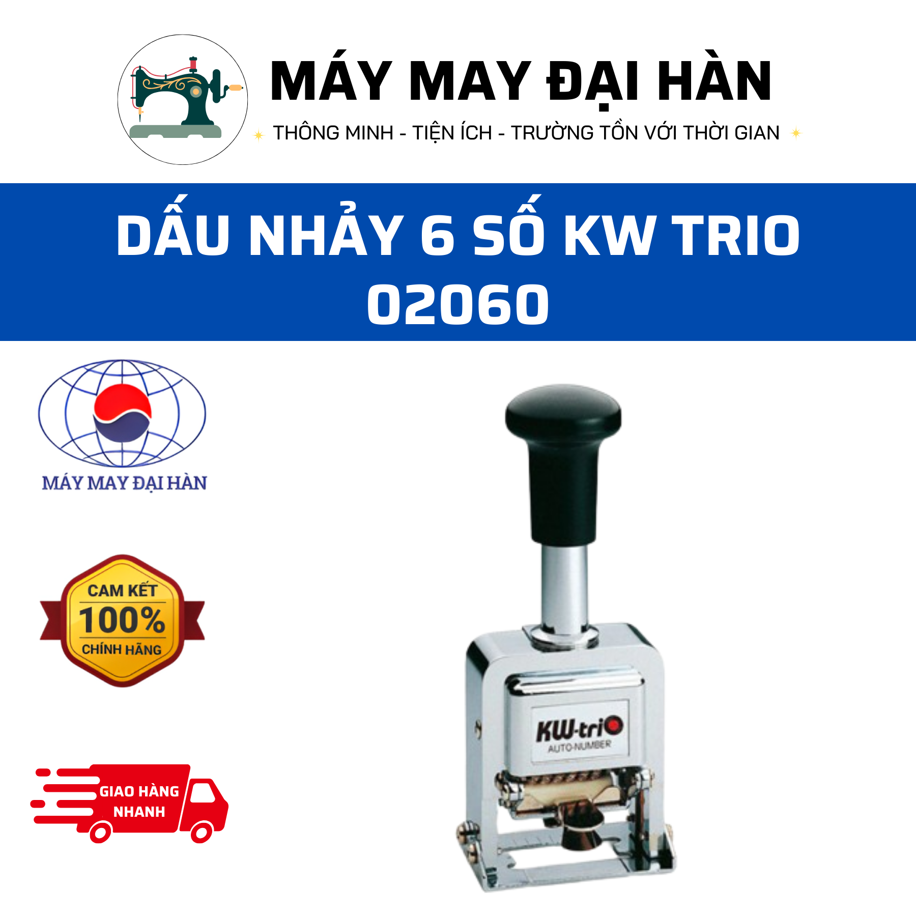 Máy đóng số nhảy tự động 6 số kw-trio 02060 dùng để đánh số trang số seri,...