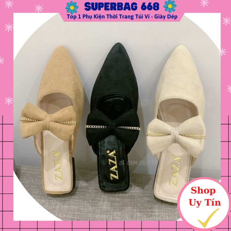Sục Nữ ♥️FREESHIP♥️ Dép Sục Nữ Da lộn Mềm Mại Đính Nơ Siêu Xinh HQ 66