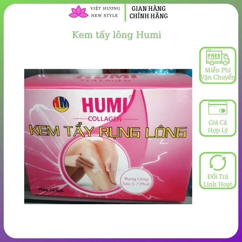 Kem tấy lông Humi hộp 12 gói tẩy lông an toàn, hiệu quả, triệt để Newstyle TL01
