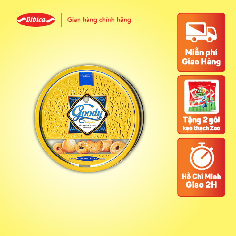 Bánh Goody Cao Cấp Bibica hộp thiếc 200g