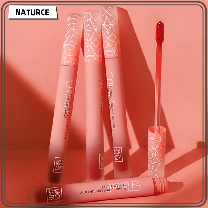 NATURCE Son Kem Bóng Nhung Mịn Lì lip Mud Lip Glaze Lip Gloss Ống vuông
