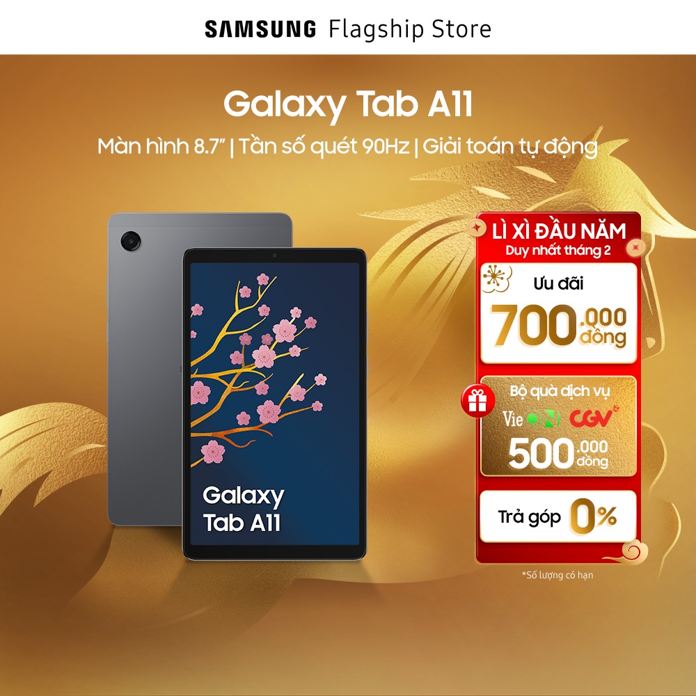 [Sale at the Beginning of the Month 1-3.10] Galaxy Tab A11 Wifi Tablet (4-64Gb), Compact 8.7-Inch Screen, 90Hz Scanning Frequency, Automatic Calculation Feature Giá  3,990,000 Đồng*Miễn phí vận chuyển