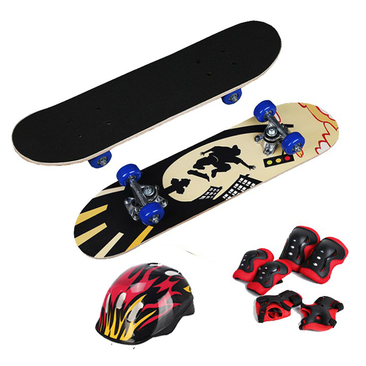 Bộ Ván Trượt Mặt Nhám Cỡ Nhỏ 60cm Đại Nam Sport + Kèm Bộ Bảo Hộ (Bảo Hộ Chân Tay Và Mũ Bảo Hiểm)