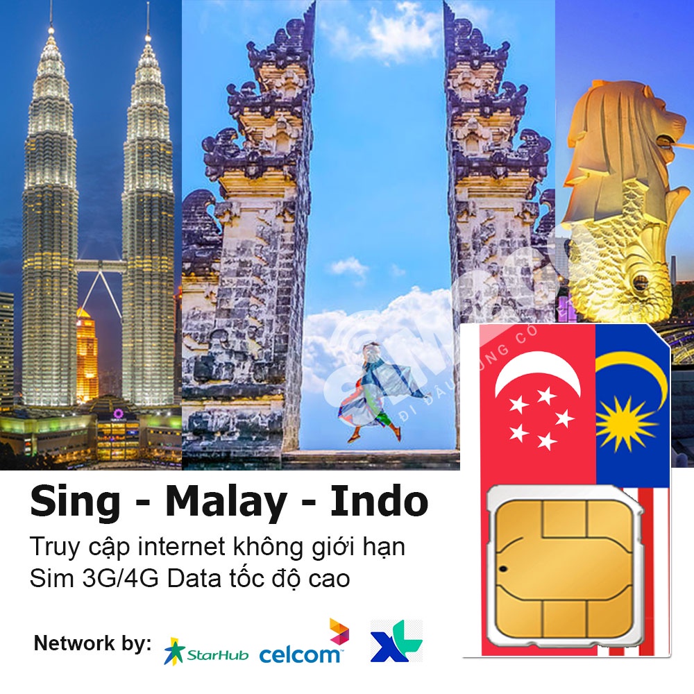 Sim 3g/4g du lịch quốc tế sim data đi 3 nước singapore, malaysia, indonesia - sim data tốc độ cao