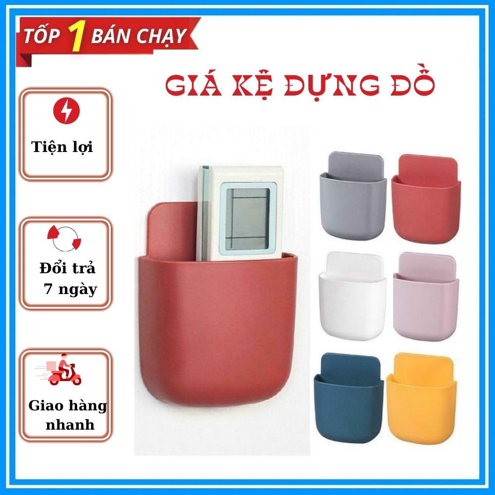 Giá kệ để treo điều khiển sạc điện thoại ống cắm remote tivi điều hòa khay đỡ đựng đồ đa năng dán tường gắn tủ bàn làm việc