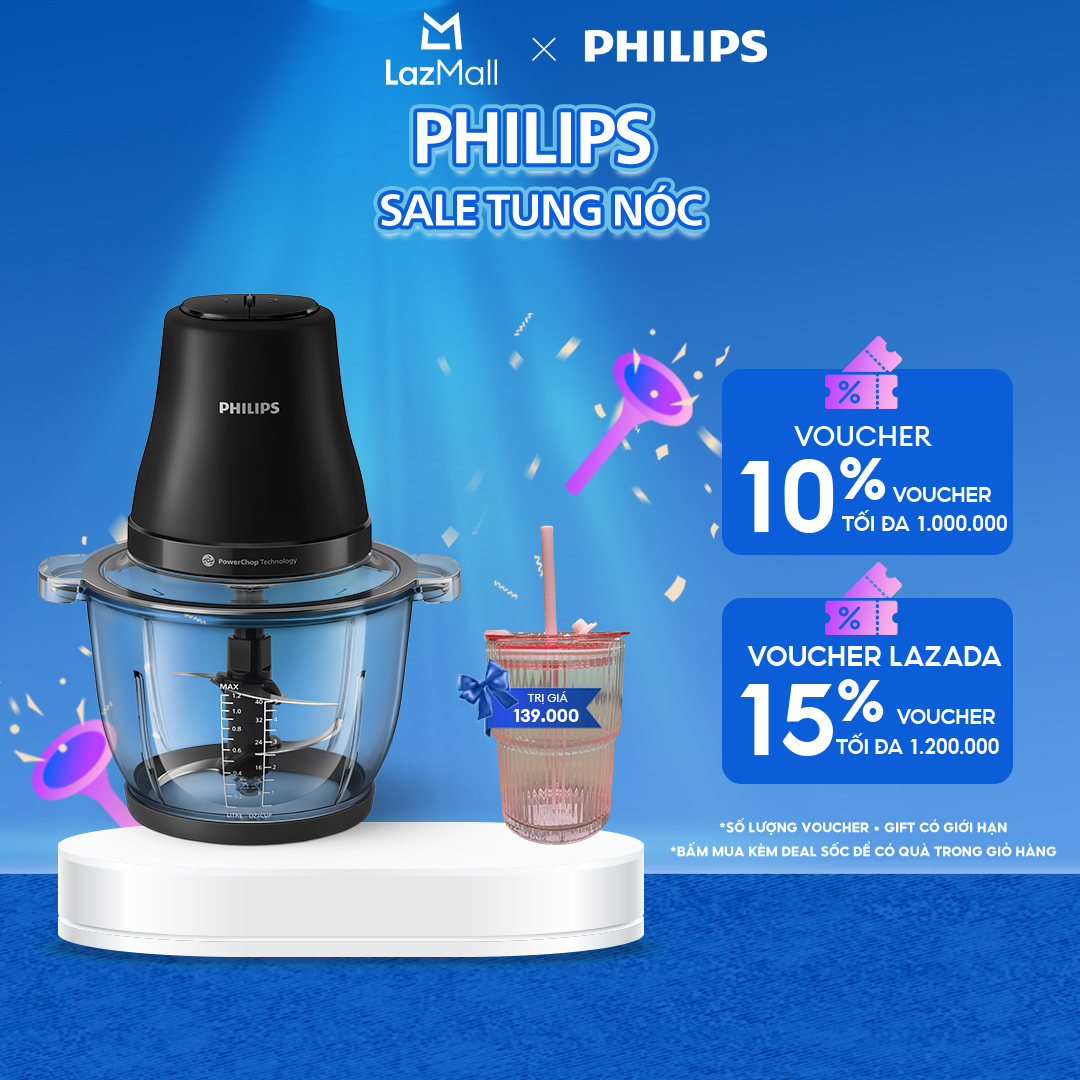Máy Xay Thịt Philips HR1502/00 2 Lít|500W|  Cối nhựa chất lượng- Hàng Chính Hãng