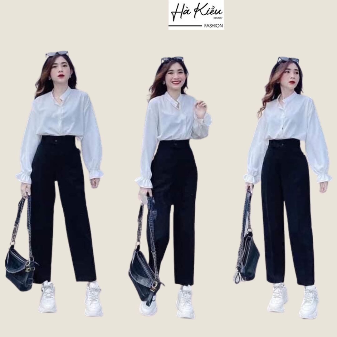 Quần baggy nữ quần tây baggy lưng cao có khóa kéo chất vải Tuyết Mưa siêu HOT MÙA HÈ Hà Kiều MSP325