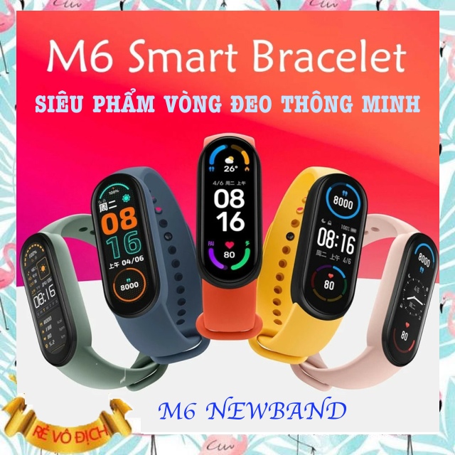 Vòng đeo tay thông minh M6 Band chống thấm nước kết nối bluetooth thời trang nam nữ. Hỗ trợ chăm sóc sức khỏe và luyện tập thể thao
