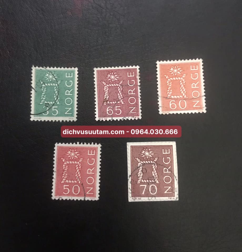 Bô 5 tem cổ hoa văn của Na Uy khác nhau sưu tầm