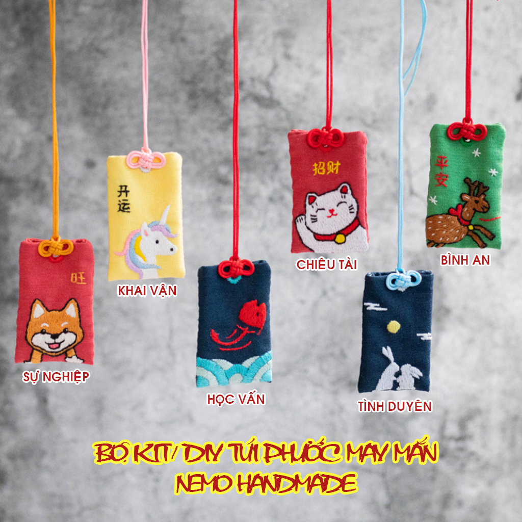 Bộ Kit/ Diy Tự Làm Túi Phước Omamori Hình Động Vật Ý Nghĩa Nemo Handmade - BKOM6M
