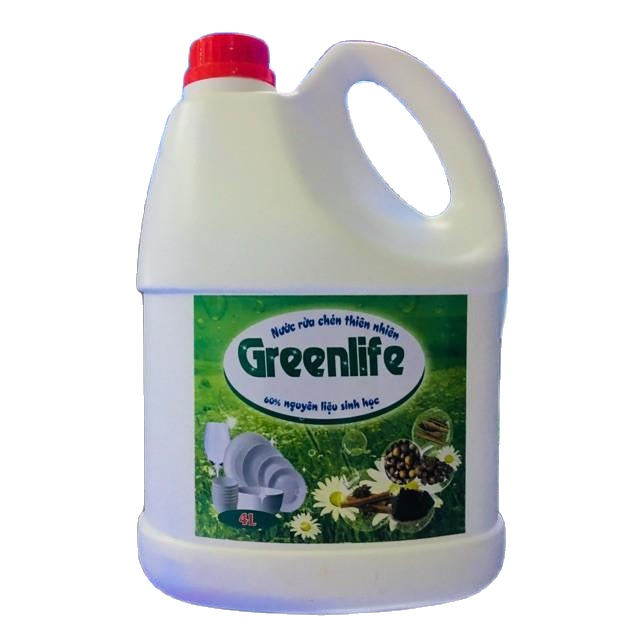 [HCM]Nước rửa chén Greenlife nguyên liệu sinh học mùi quế can 4 lít - Nước rửa chén an toàn da tay