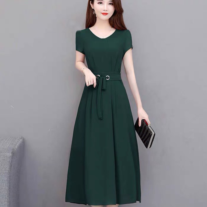 Đầm voan chifon hai lớp phối ngọc trai thanh lịch quyến rũ có size lớn xxl skr