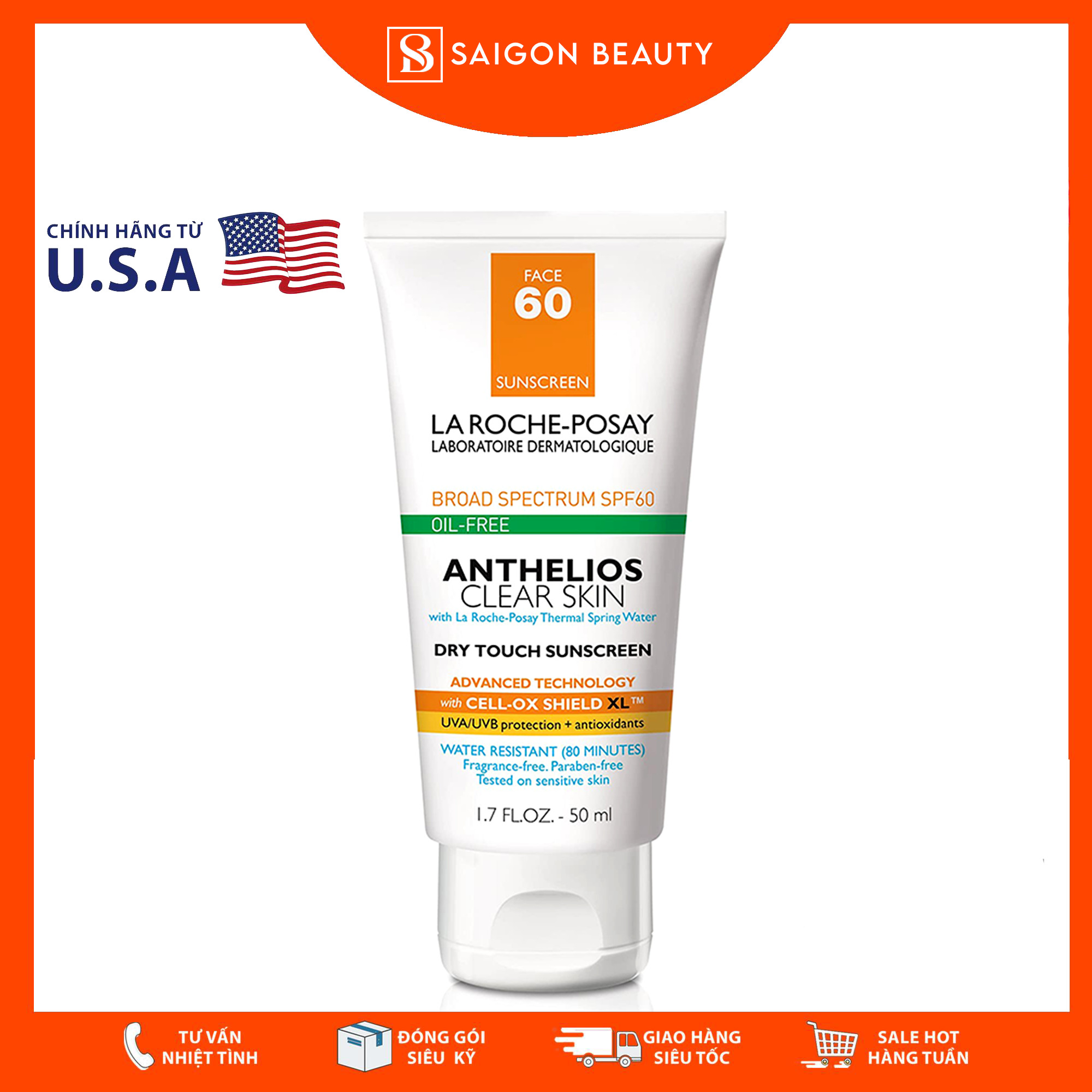 Kem Chống Nắng La Roche-Posay Anthelios Clear Skin SPF 60 (50mL)