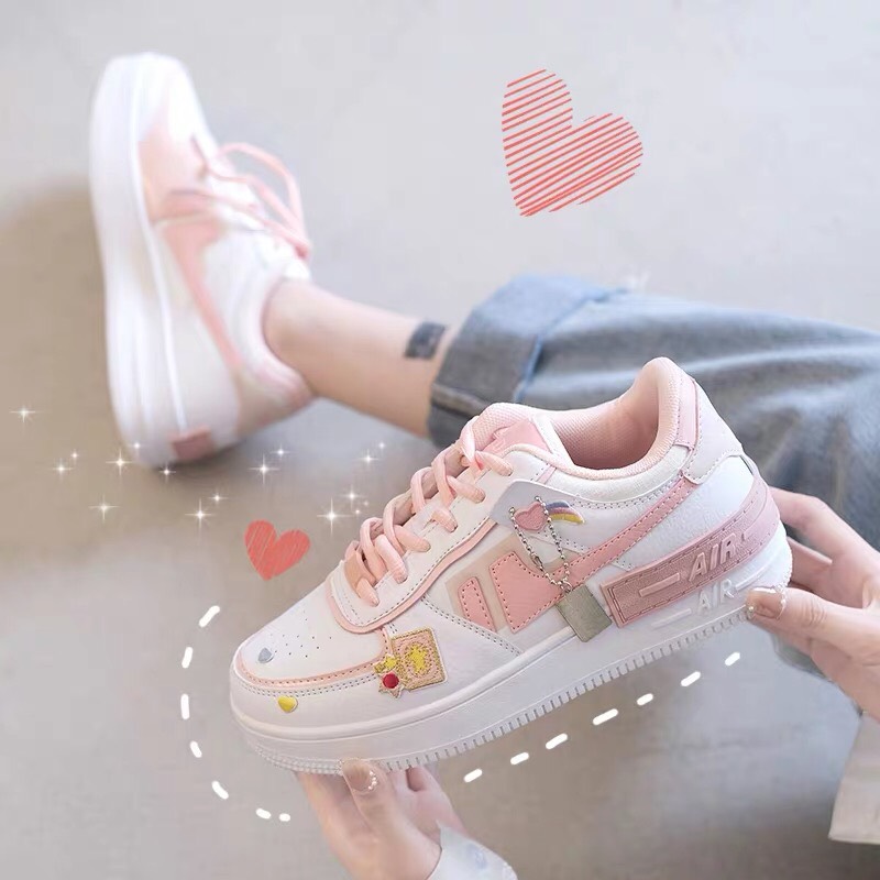 Giày Thể Thao nữ Sneaker nữ Air, phối màu siêu đẹp, chất liệu da cao cấp, đế độn 5 phân, giày nữ đi học, đi chơi