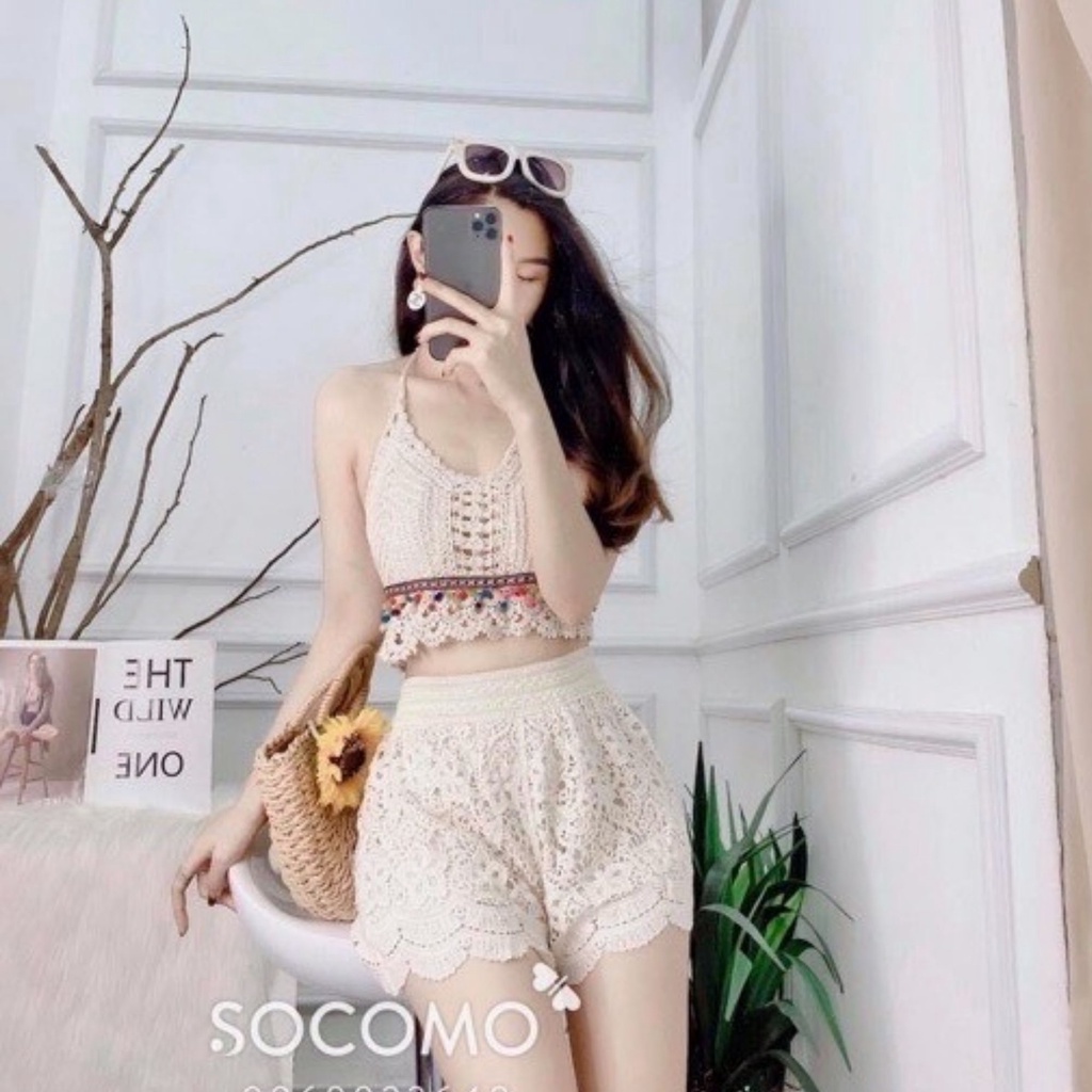 Set ren bikini đi biển có bán rời bộ ren đi biển orange closet b6507