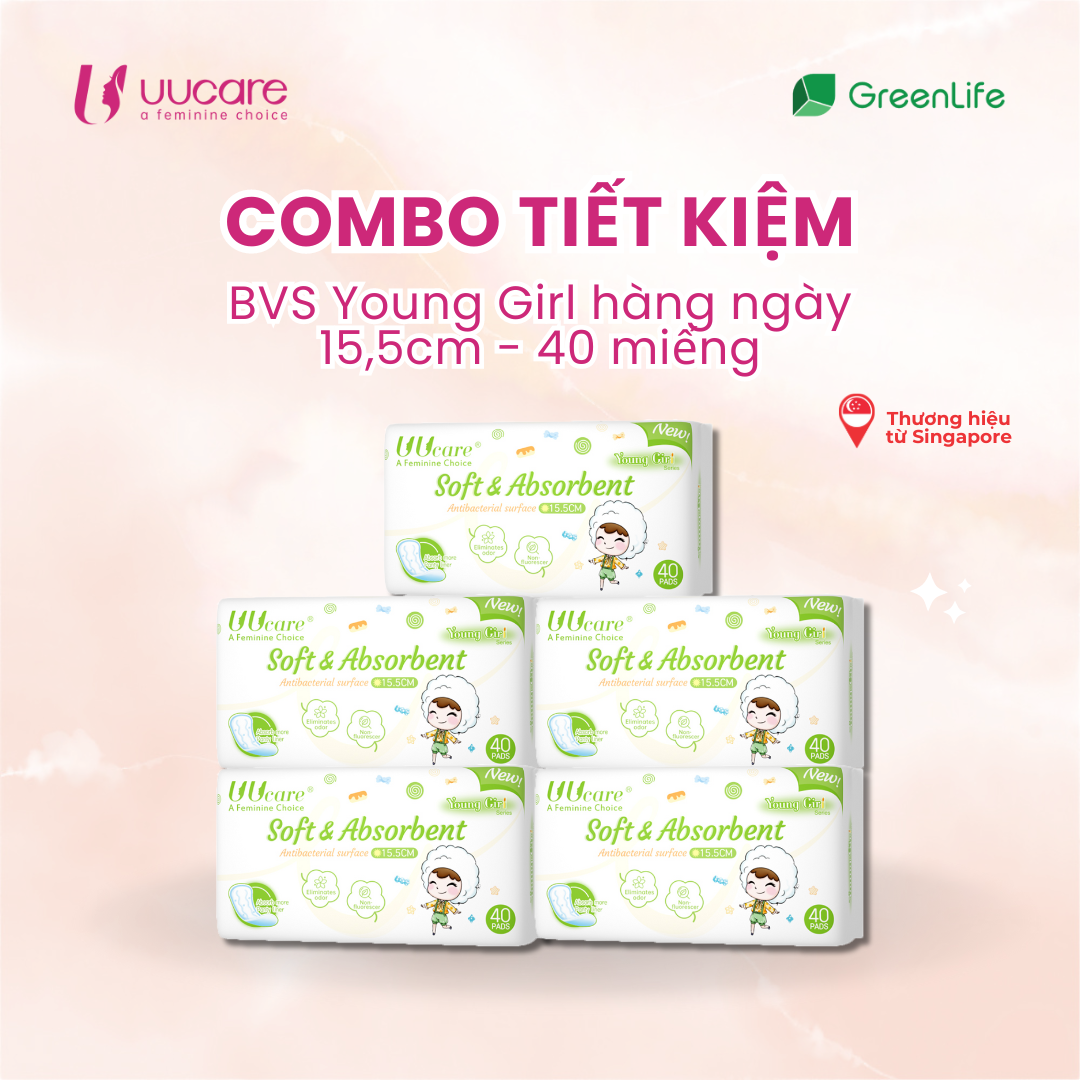 Combo Tiết kiệm Băng vệ sinh UUcare Singapore Young Girl hàng ngày 15,5cm