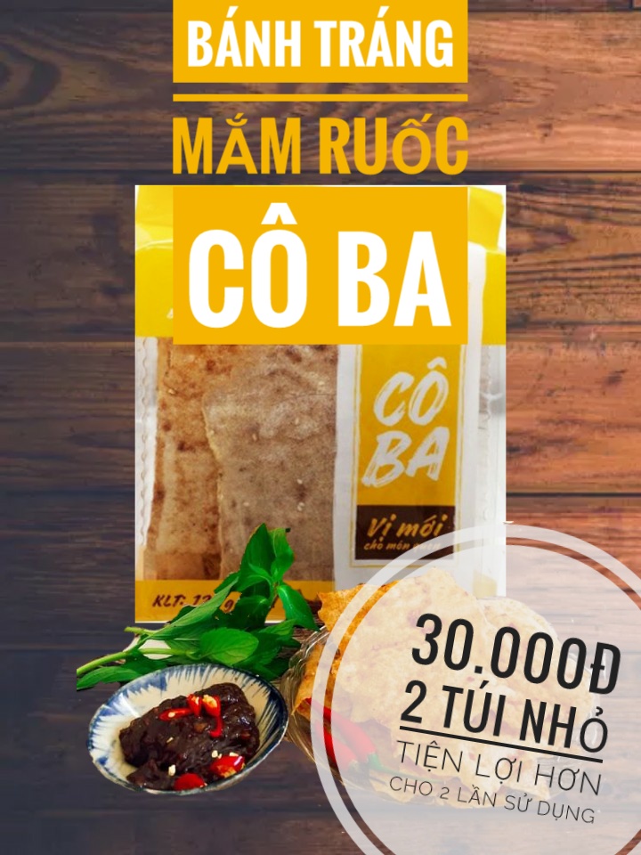 Bánh tráng mắm ruốc CÔ BA 120gr (2 túi nhỏ)
