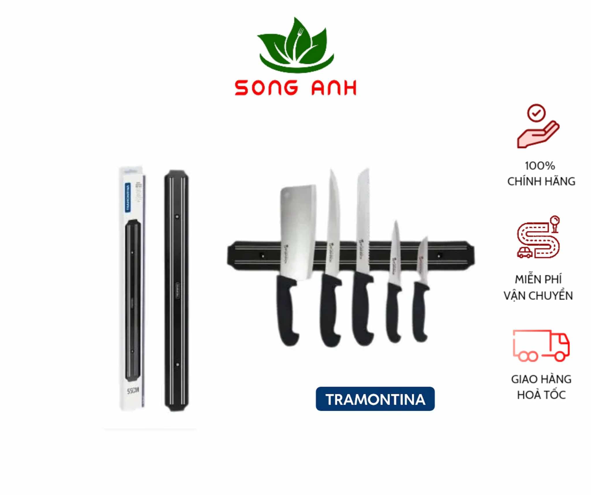 Thanh treo dao nam châm Tramontina dài 38cm hoặc 55cm, thương hiệu nổi tiếng đến từ Brazil