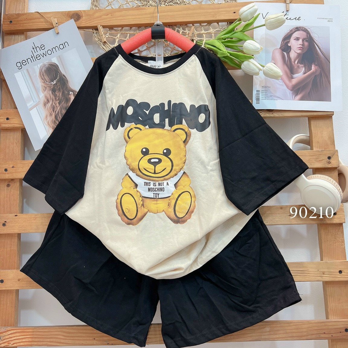 Set đồ bộ nữ bigsize áo thun form rộng tay lỡ raglan quần đùi form to dưới 65kg TU