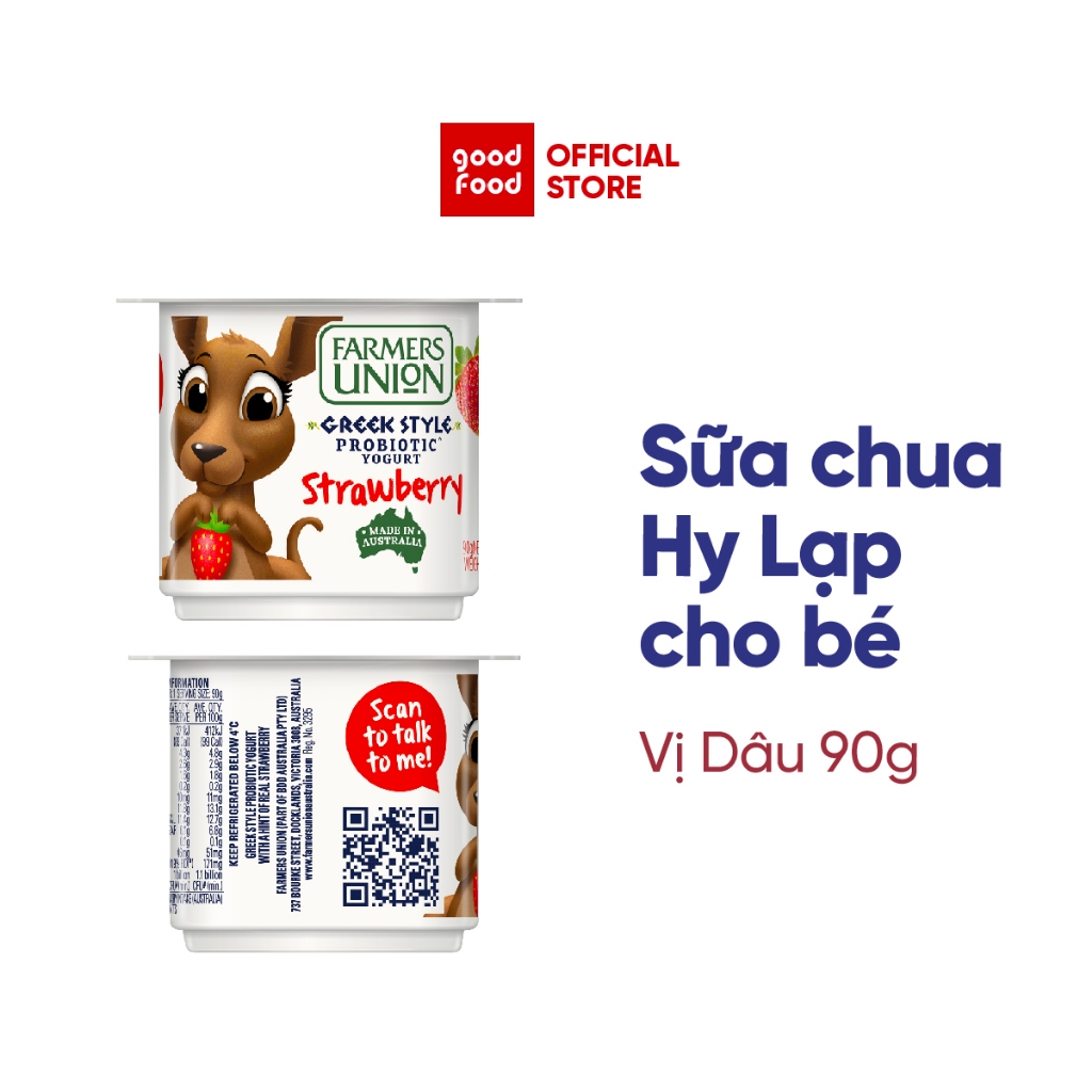 Sữa Chua Hy Lạp Farmers Union vị dâu 90g - 1 hộp