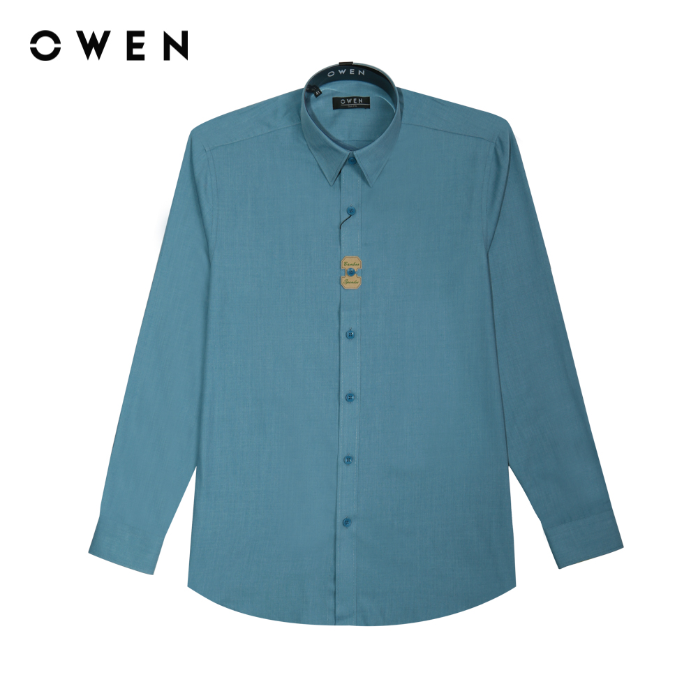  OWEN - Áo sơ mi dài tay Slim Fit AS220844D màu Xanh rêu chất liệu Bamboo 