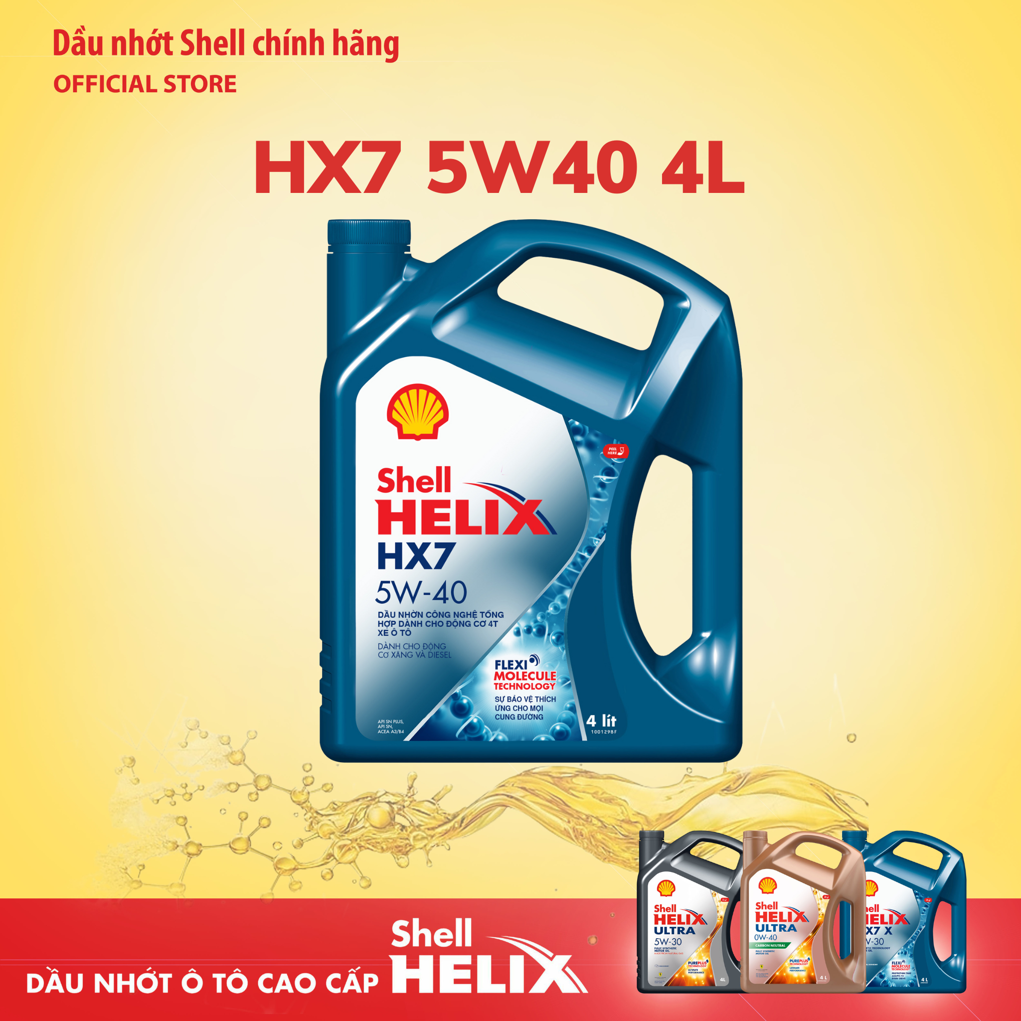 Dầu nhớt xe hơi cao cấp helix hx7 5w40 sn 4l