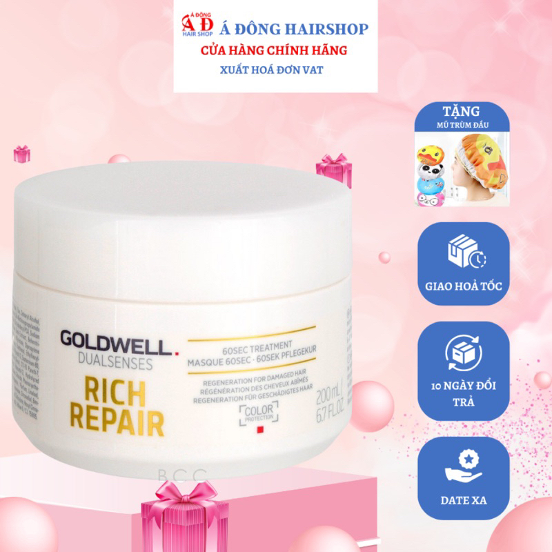 Mặt nạ ủ tóc goldwell dualsenses rich repair 60s siêu phục hồi tóc hư tổn 200ml