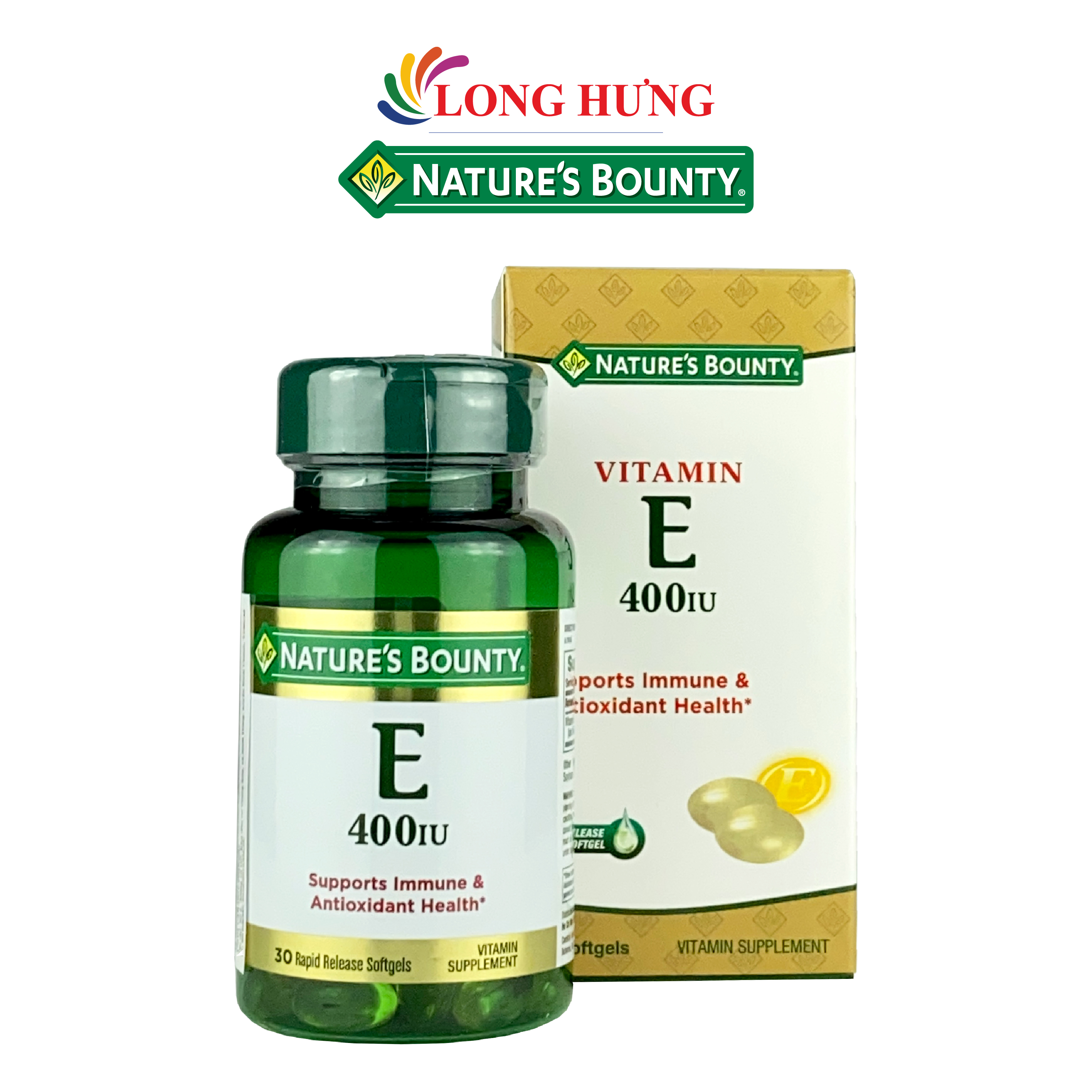 Viên uống Nature s Bounty Vitamin E 400IU hỗ trợ làm đẹp da 30 viên
