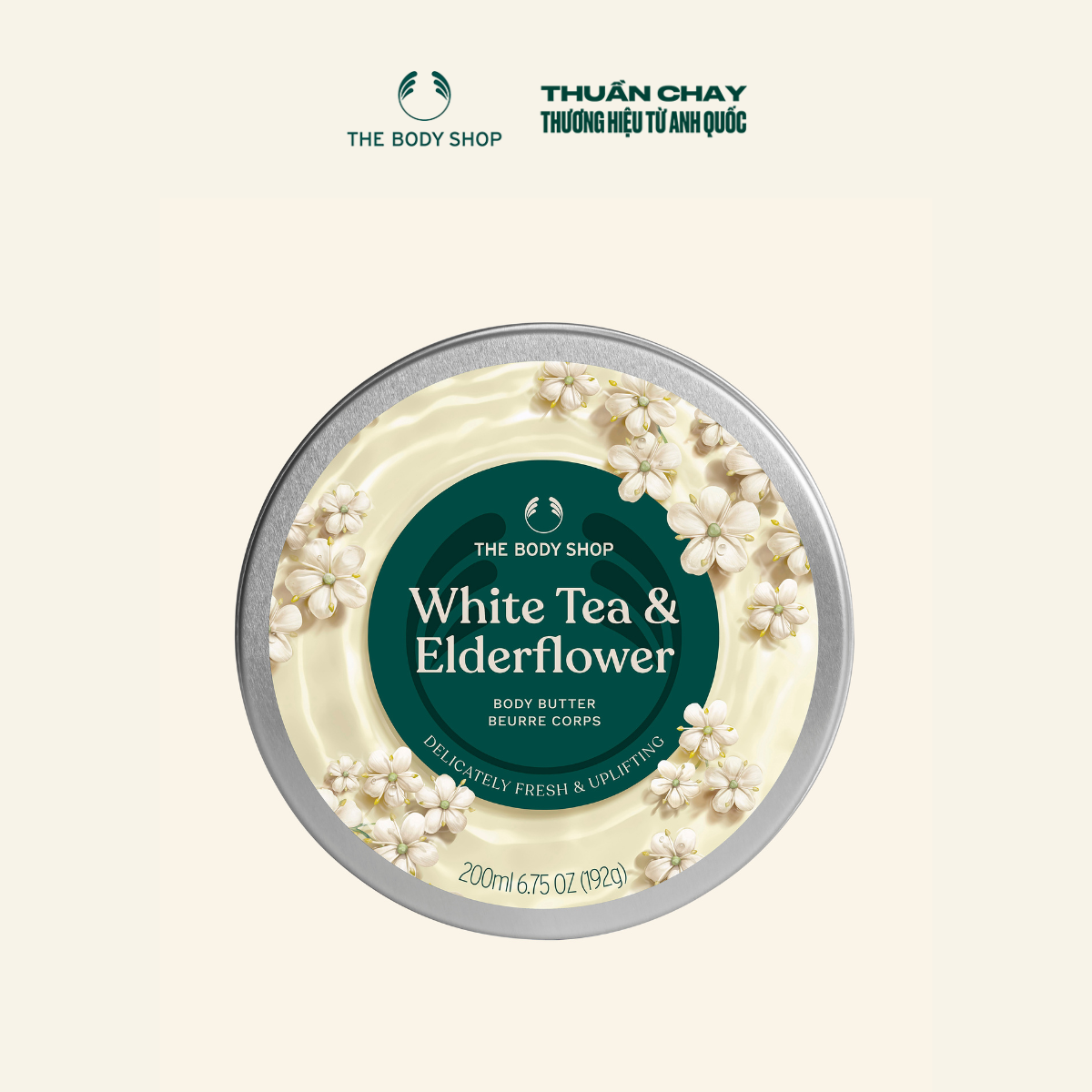 [Phiên bản giới hạn] Bơ Dưỡng Thể Mềm Mịn Dài Lâu Hương Hoa White Tea & Elderflower Body Butter 200ml The Body Shop