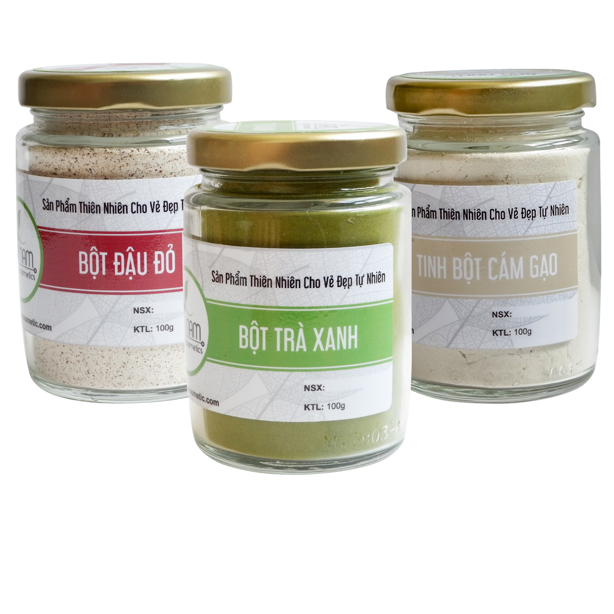 [HCM]Combo Bột Trà Xanh+ Bột Đậu Đỏ + Bột Cám Gạo Nguyên Chất Bảo Nam 100g - Chăm Sóc Da Mặt