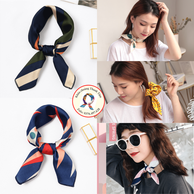 Khăn lụa vuông 50x50- Khăn Turban badana quàng cổ quấn tóc quấn túi xách quấn tay