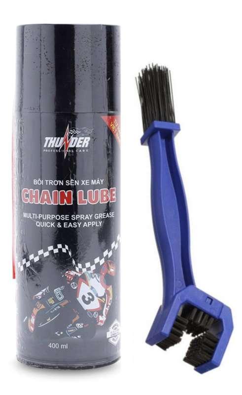 [HCM]Bộ Bàn chải vệ sinh sên và Chai xịt dưỡng sên Thunder Chain Lube 400ml