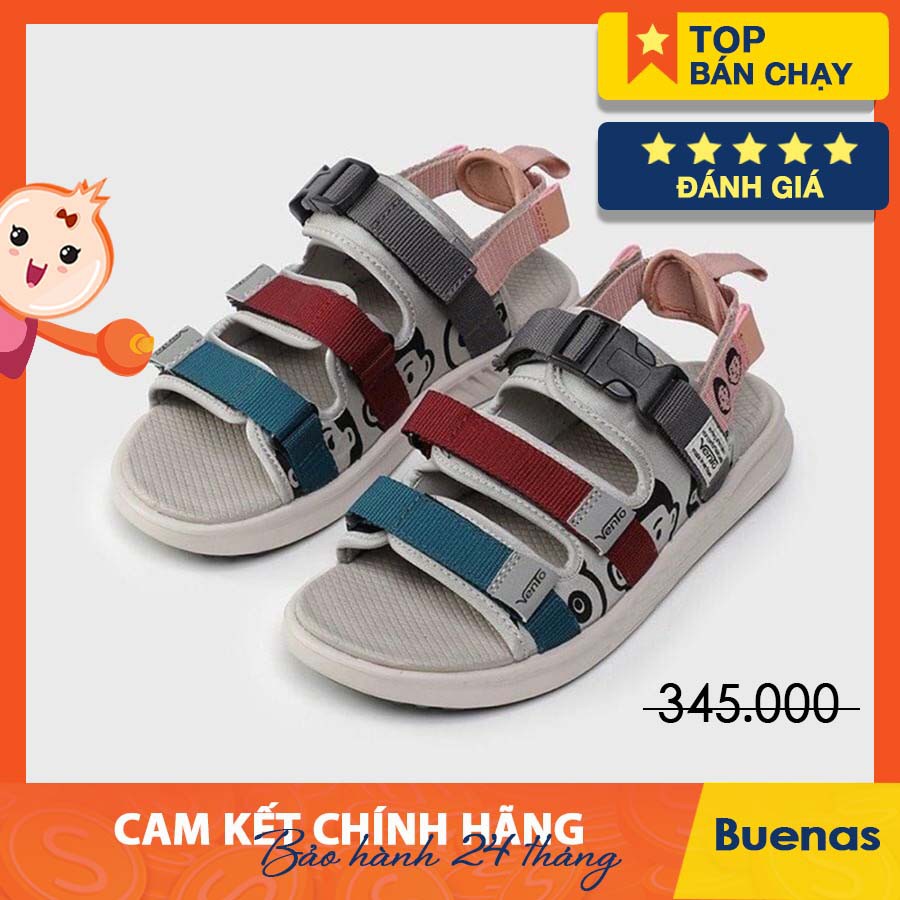 Giày sandal vento nam nữ NB80-ghi xanh - xăng đan dép đi học quai ngang chính hãng đế cao 3 phân