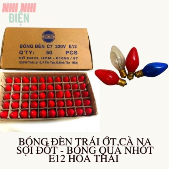 50 Bóng đèn trái ớt cà na sợi đốt - Bóng quả nhót E12 Hòa Thái - Nhinhi_dientu