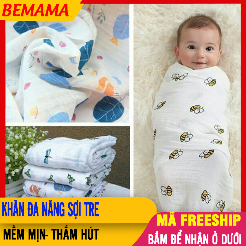 (BÁN LẺ 1 CHIẾC) Khăn Đa NăngSợi Tre Cao Cấp Cho Bé (1m2x1m2), Siêu To, Vải Mềm Mại, Quấn Ủ Cho Bé Thoải Mát, Mát - Khăn Quấn Ủ Cho Bé, Khan Cho Bé - Khăn Tắm Sợi Tre, Khăn Sợi Tre - bemama -  khan da nang soi tre - BTT00081