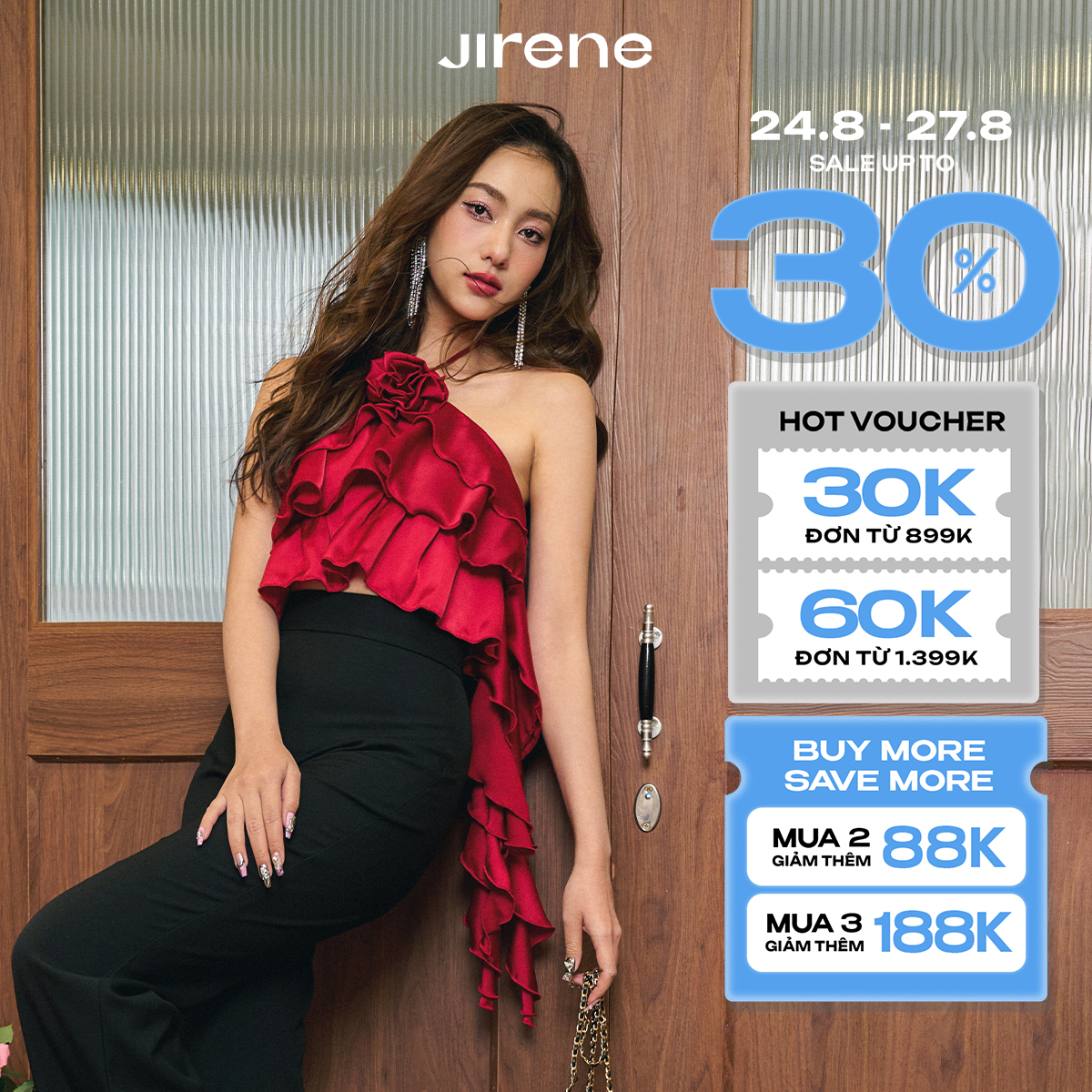 Sale up to 60% + vc 100k || jirene - áo - darling top - jin5t03