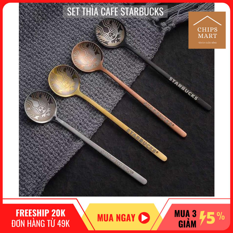 [HOT] Set 4 thìa cafe Starbucks sang chảnh - Tặng kèm hộp - Hàng cao cấp chính hãng - Phù hợp làm quà tặng hay dùng trong gia đình, văn phòng, quán cà phê