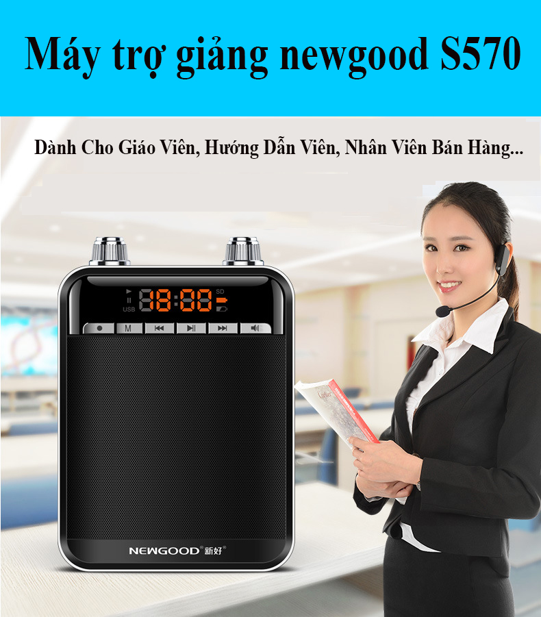 Máy trợ giảng trợ giảng newgood s570 - kèm mic đeo tai không dây máy trợ giảng zansong s570 công xuất lớn màn hình led dễ sử dụng thiết kế đẹp mắt. mic kết nối uhf công nghệ lọc ồn và giảm hú tiếng ,