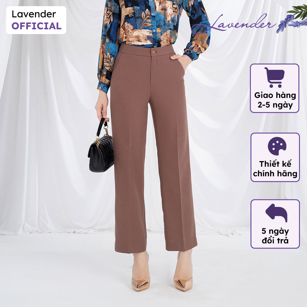 Quần tây nữ công sở nâu tây lavender fashion ống suông basic chất co giãn nhẹ q1347