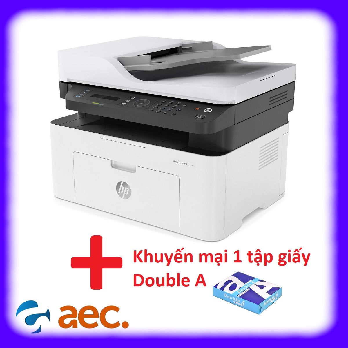 [Trả góp 0%]Máy in laser đen trắng đa chức năng HP 137fnw (4ZB84A) (In/ Copy/ Scan/ Fax/ Wifi) + Khuyến mại 1 tập giấy Double A
