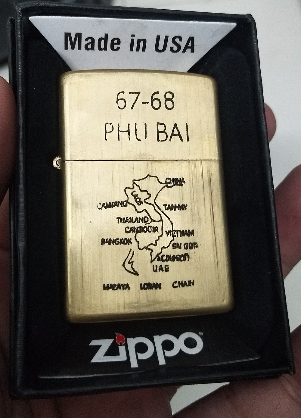 Zippo đồng xưa việt nam war chủ đề địa danh phú bài 67-68 - đời 1960