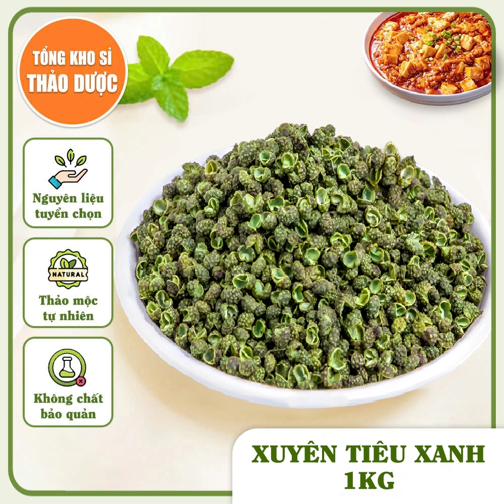 Xuyên tiêu xanh 1kg, hạt tiêu Tứ Xuyên, cay tê, thơm, không lẫn tạp chất, gia vị món ăn Trung Hoa