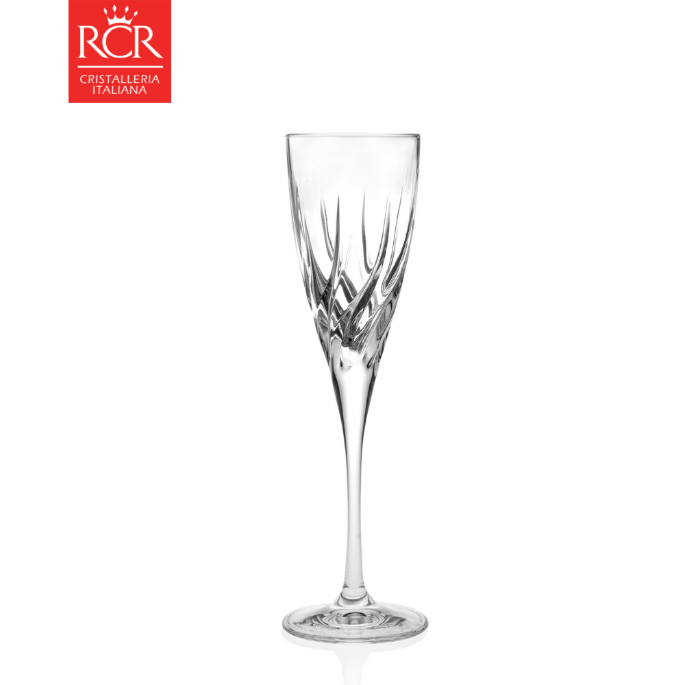 Ly rượu vang thuỷ tinh pha lê ý rcr - trix champagne flute 130ml