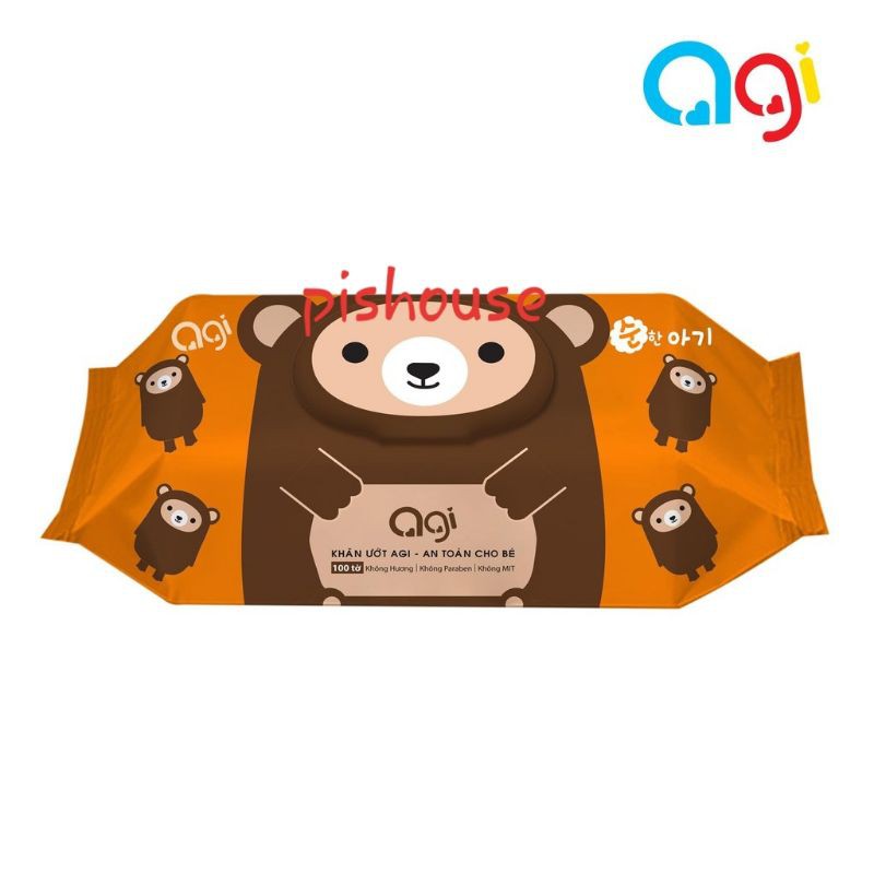 (Hcm) Khăn Ướt An Toàn Cho Bé Agi 20/80/100 Tờ | - Agi 100T (Bb Ko Km)