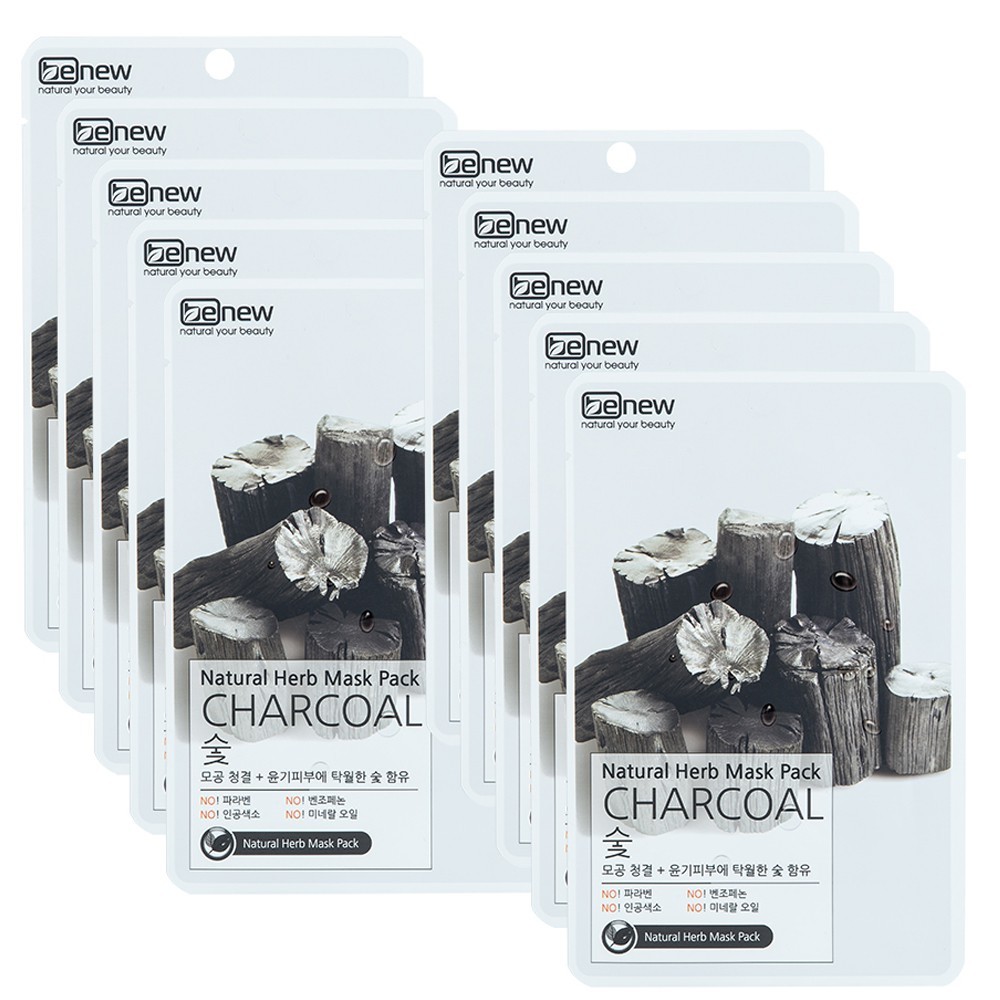 COMBO 10 miếng mặt nạ dành cho da dầu than hoạt tính Benew Natural Herb Mask Pack Charcoal