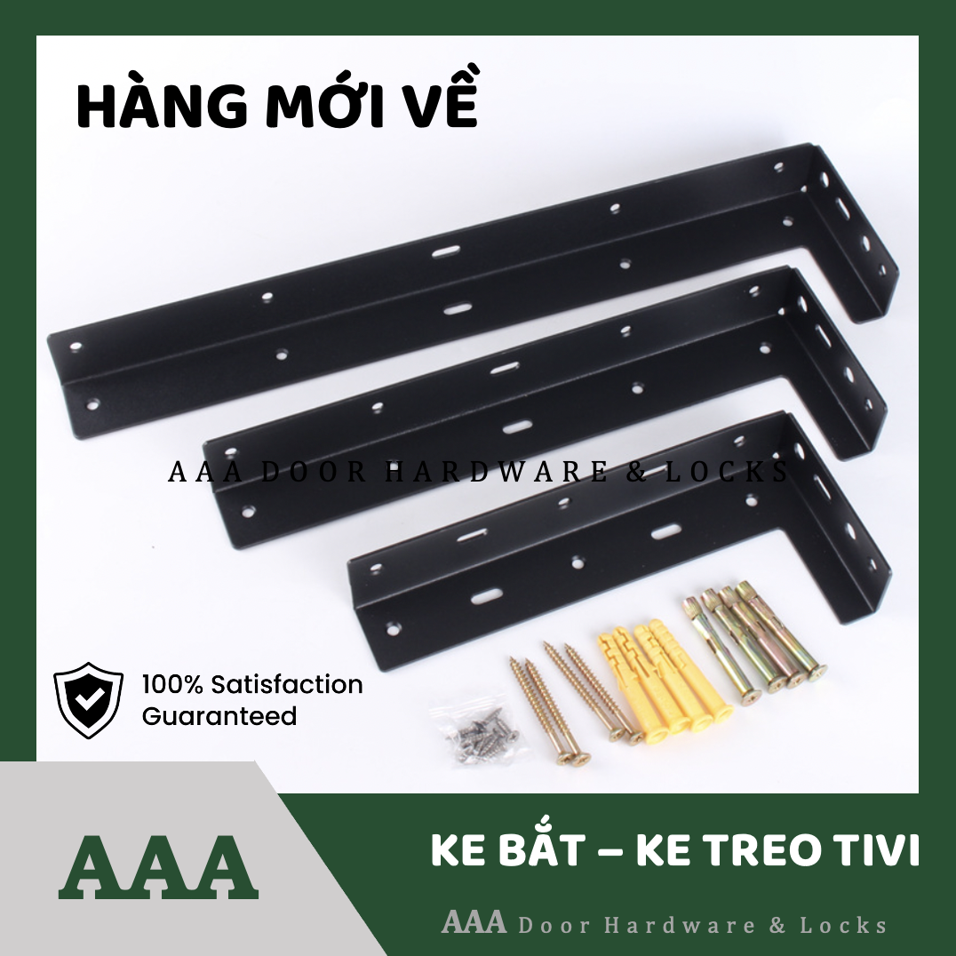Ke treo tivi - ke chữ l bắt kệ tv, kệ tủ - ke đỡ kệ tủ chữ l sơn đen tĩnh điện