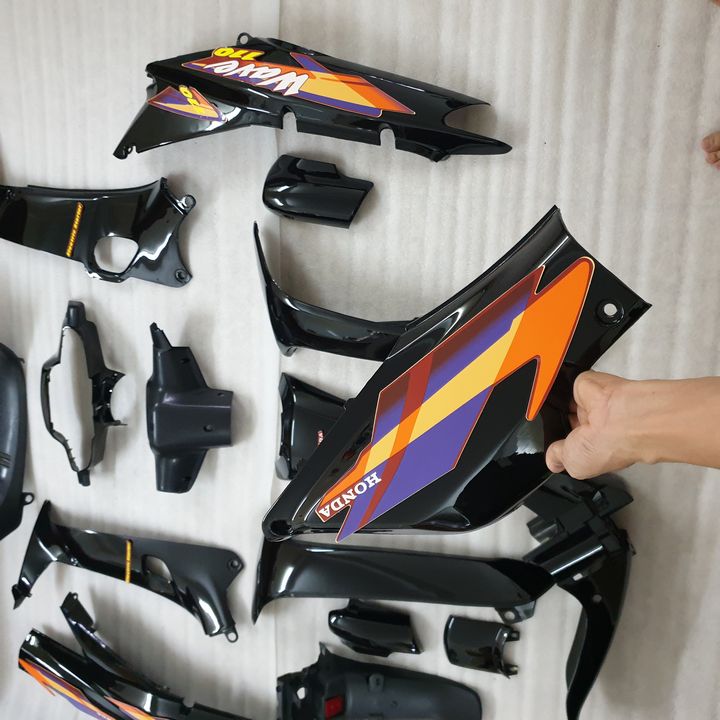 Dàn áo nhựa xe Wave [ MÀU ĐEN ] Wave alpha / wave thái / wave 1 bóng đời 2002-2006 TẶNG TEM